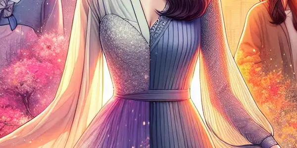 A split illustration featuring Yoon Se-ri in three iconic roles: whimsical garden, dramatic landscape, and lively school setting.