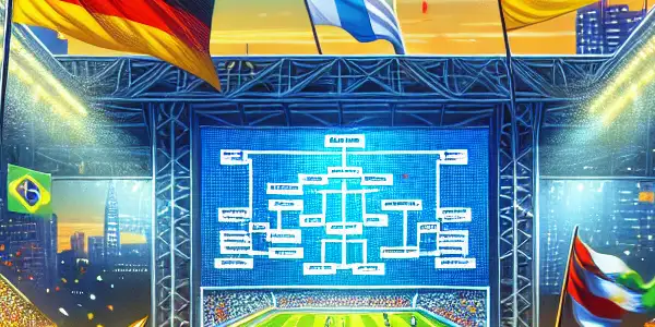 A lively stadium filled with passionate fans celebrating the 2026 FIFA World Cup, showcasing national pride and excitement.