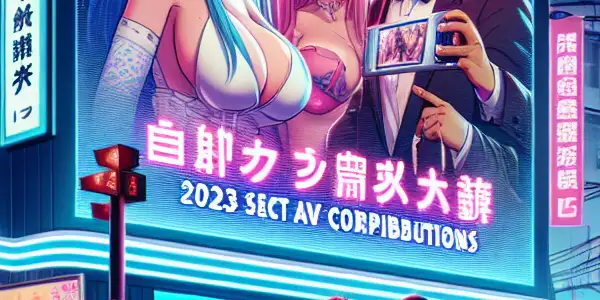 A vibrant Tokyo street scene featuring diverse film enthusiasts discussing a fictional adult film festival amidst neon lights and cultural motifs.