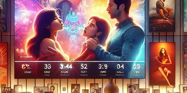 A modern digital media platform showcasing vibrant thumbnails from diverse Japanese adult films in a cozy, intimate setting.